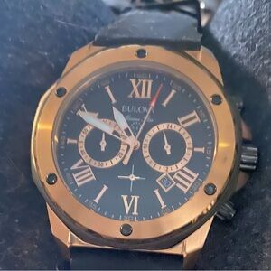 Bulova Gold and Black Chronograph Watch